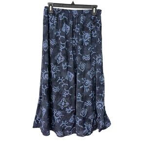 Vintage Promises Petite Skirt Size 16 Blue Ocean Themed Print Elastic Waist